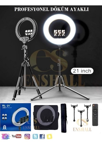 Döküm Ayaklı Profesyonel Kuaför Makyaj Çekimleri 21 Inç 65w 560led Kumandalı Ring Lıght Çekim Işığı
