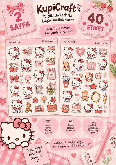 2 Sayfa Hello Kitty Sticker Seti- Hello Kitty 0