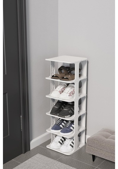 5 Katlı Plastik Beyaz Ayakkabı Rafı Mıt1062 Sku: Zeusb0d573x5by