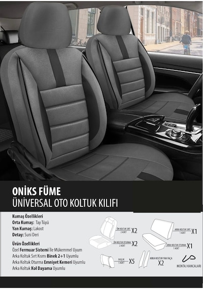 Audi A2 Koltuk Kılıfı Oniks Füme 1 Takım