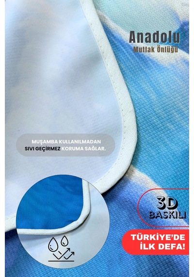 Anadolu 3 Boyutlu Mutfak Önlüğü 3d Baskılı Mutfak Önlüğü Sıvı Su Geçirmez Mutfak Önlüğü Pamukkale