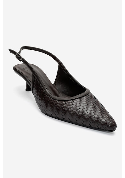 Luvi Shoes Alvessıa Kahverengi Örgü Kadın Kısa Topuklu Ayakkabı