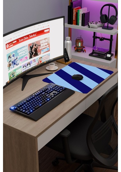 Mavi Lacivert 48x40 Xl Taraftar Gaming Oyuncu Mouse Pad Kaymaz Taban Büyük Klavye Fare Altlığı Şerit
