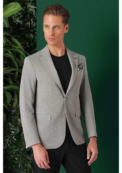 Efor Comfort Fit Kırçıllı Dokuma Pamuklu Casual Gri Ceket C 665 Gri