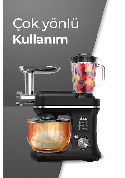 Sinbo Smx-2772 Çok Amaçlı 3ın1 Mutfak Şefi Hamur Yoğurma Kıyma Makinesi Sürahi Blender 1200w Diğer