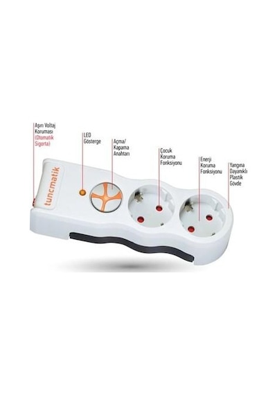 Tuncmatik Power 3-surge Protec.plug-1050 Joulwhıte 3lü 1.5 Mt. Kablolu Beyaz 1.5 M