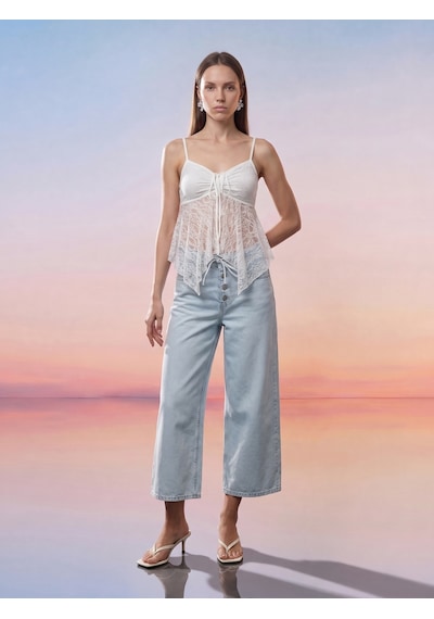 Dilvin 72345 %100 Pamuk Baggy Jean-mavi