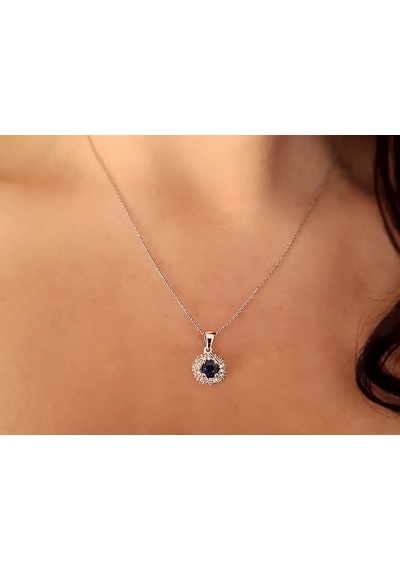 Sirius 0.30 Karat Pırlanta Ve Safir Taşlı 18K Kolye 0804P0161