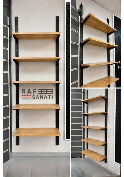 10 Adet - 90x30 Cm Suntalam Mağaza Rafı Safir Meşe Geniş Ahşap Raf Tablası Konik Dikme Uyumlu