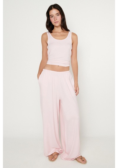 Ac&co / Altınyıldız Classics Kadın Pembe Yumuşak Dokulu Standart Fit Cepli Beli Lastikli Rahat Örme Pantolon