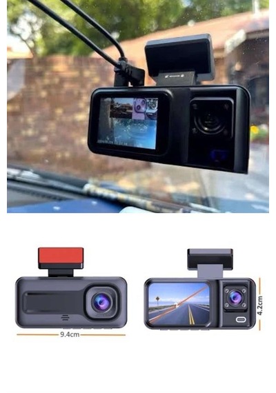 1080p Sürüş Kaydedici 2 İnç Araç Araba Ön İç Arka Dvr Ips Ekran - Lisinya