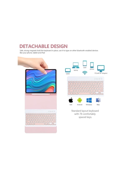 Apple Uyumlu iPad Air 13 Inç M2 Çip 2024 Bluetooth Özellikli Standlı Kalem Bölmeli Klavyeli Kılıf