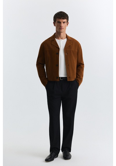 Antioch Crop Fit Suni Süet Ceket Camel