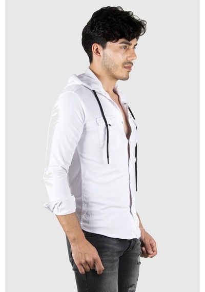 Deepsea Erkek Beyaz Kapüşonlu Slim Fit Dar Kesim Gömlek Likralı Pamuklu Likralı Kot Gömlek 2300396 Beyaz Deepsea Erkek Beyaz Kapüşonlu Slim Fit Dar Kesim Gömlek Likralı Pamuklu Likralı Kot Gömlek 2300396 Beyaz