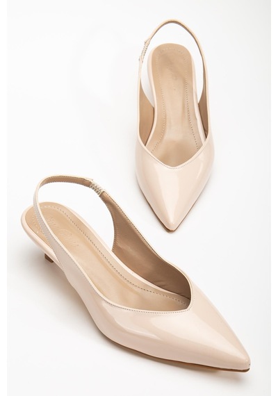 Suins Shoes Suins Stephen Model Kadın 4 Cm Kısa Mini Topuklu Rugan Ayakkabı Ten