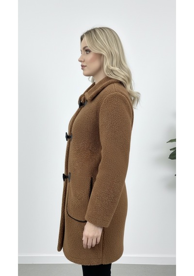 Hiramir Peluş Rahat Kalıp Mont Beyaz Ks2506 Taba