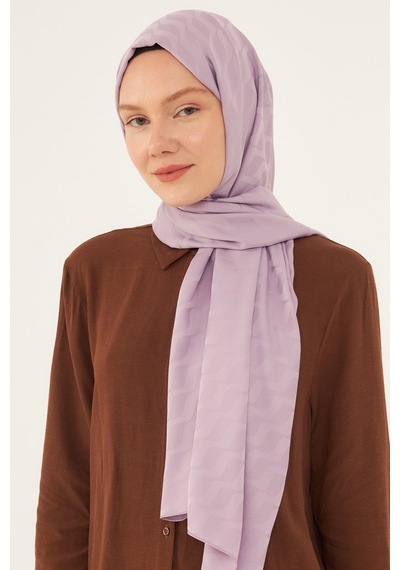 Mirsoy Scarf Dalga Desen İpeksi Jakar Şal - Lila Lila
