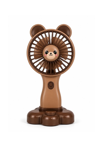 Iconic Tech Ayıcıklı Mini El Fanı Usb Şarjlı 3 Kademeli Taşınabilir Handheld Fan Kahverengi