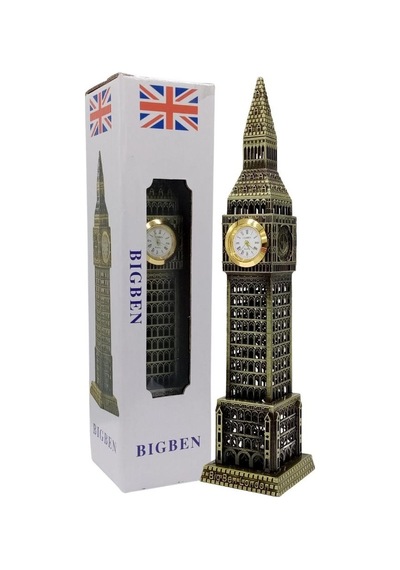 Vintage Metal İngiltere London Big Ben Saat Kulesi Antik Bronz 23 Cm