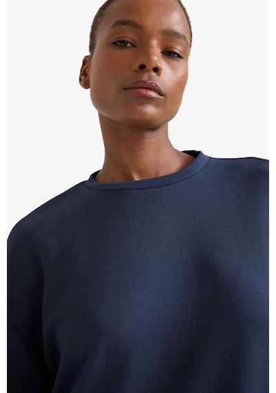 Defacto Defactofit Oversize Geniş Kalıp Bisiklet Yaka Modal Sporcu Sweatshirt E8954ax25aunv165 Lacivert