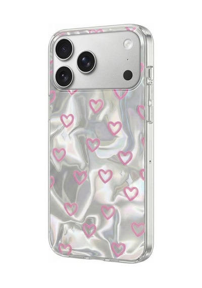 Apple İphone 17 Pro Max Uyumlu Kılıf Pink Heart Silikon Kılıf Pembe