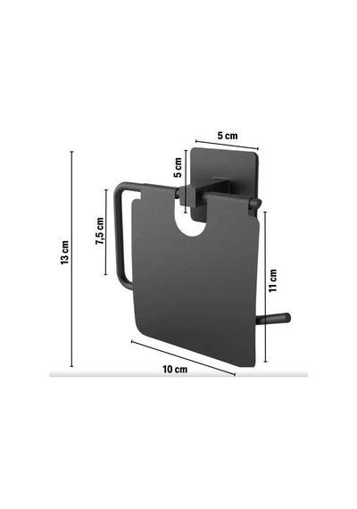 Zhltools Kendiliğinden Yapışkanlı Siyah Paslanmaz Metal Kapaklı Tuvalet Kağıtlığı Aparatı