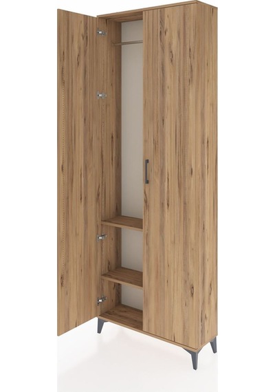 Arges Dolap 2 Raflı 2 Kapaklı Tek Askılı 88x30x243 Çam-çam Çam
