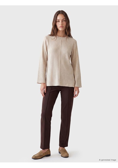 Lcw Modest Kahverengi Yüksek Bel Dar Fit Kadın Pantolon