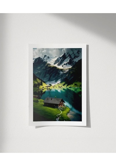 Çerçevesiz Poster Beyaz Zirveler Ve Yeşil Vadi