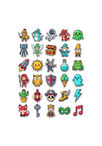 30 Adet Sevimli Chibi Fantastik Karakter Sticker Seti - Laptop Telefon Ajanda Çok Renkli