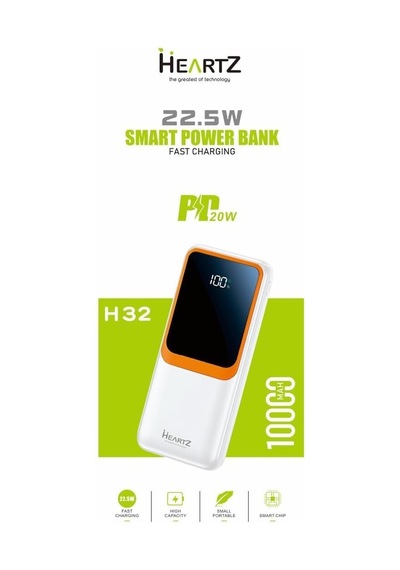 Ayrex H32 10000 Mah Power Bank Pd 20w Ve Usb 22.5w Fast Hızlı Şarj Dahili Type C Ve Lightning Kablolu Dünya Standa