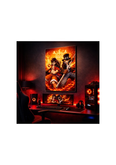Anime Cam Tablo Alev Efektli Fantastik Dekoratif Duvar Tablosu 3,8 Mm 35x50 50x70 60x90 70x110