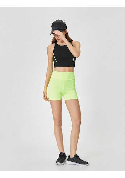 Koton Spor Kısa Tayt Yüksek Bel Slim Fit Neon Yeşili 4sak40168nk