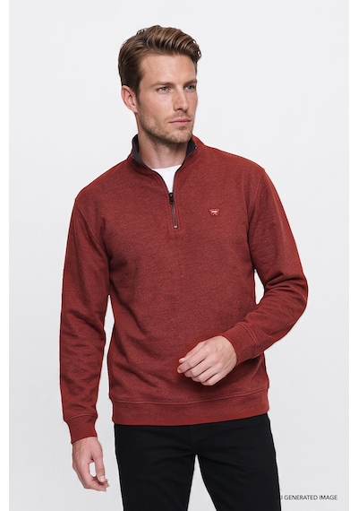 Wrangler Pamuklu Selanik Regular Fit Fermuarlı Erkek Sweatshirt W2620081810 Kiremit