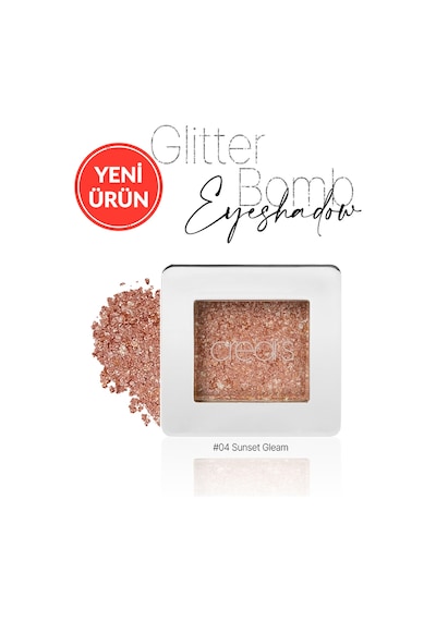 Cre'ars Mücevher Parlaklığında Yoğun Pigmentli Tekli Far Glitter Bomb Eyeshadow 04 Sunset Gleam