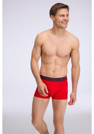 U.S. Polo Assn. Erkek Lacivert - Kırmızı - Baskılı 3 Lü Boxer Lacivert