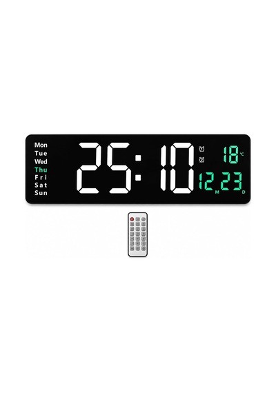 Kumandalı Led Dijital Duvar Saati Büyük Ekran 39 Cm / Geri Sayım Timer, Çift Alarm, Sıcaklık &amp Tarih Gösterg Diğer