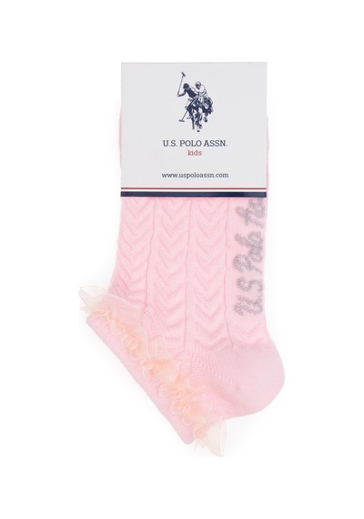U.S. Polo Assn. Kız Çocuk 3'lü Kurdele Detaylı Patik Çorap 50311326-VR041