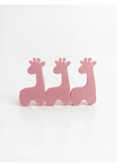 Zürafa Figürlü 3 Adet Dolap Kulpu - Çocuk Odası , Modern Ve Şık 3cm Vida Ve Somun Dahil Pembe
