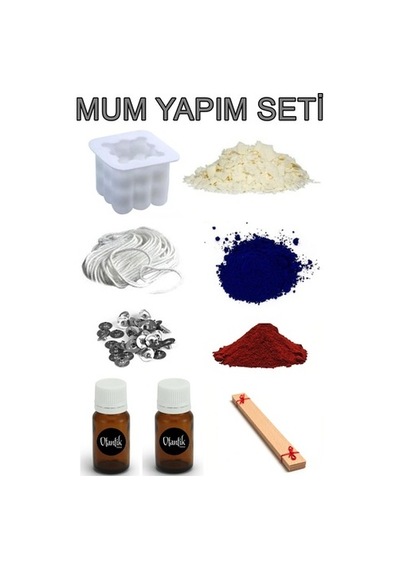 Soya Mum Yapım Seti, 500Gr Soya Wax,Boya,Esans,Fitil,Çıtçıt,Kalıp