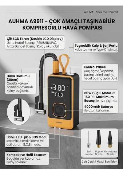 A9911 Taşınabilir Hava Pompası - Lisinya