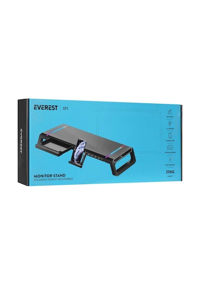 Everest St1 4 Usb Hub Rgm Işıklı Katlanabilir Siyah Monitör