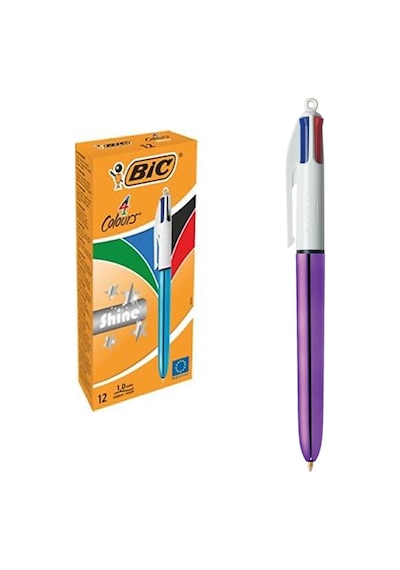 Bic Tükenmez Kalem Shıne 4 Colours Mor Gövde 12 Li 951351 Çok Renkli