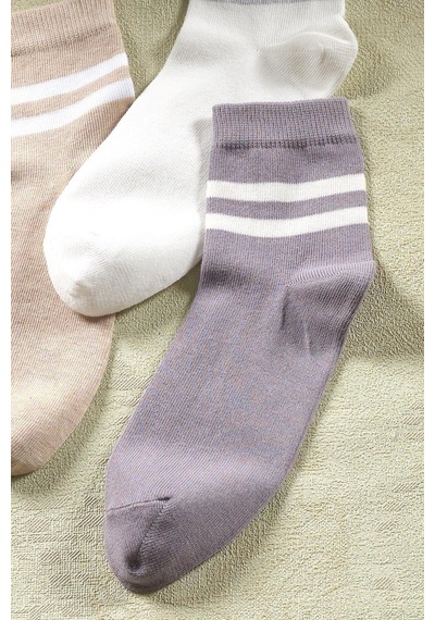3 Çift Unisex Çizgili Uzun Çorap Extra Soft Unisex Pamuklu Soket Çorap Çok Renkli