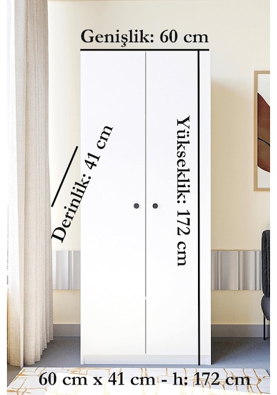 Frezya 2 Kapaklı Elbise Dolabı-2 Kapılı Gardırop