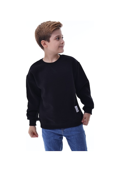 Erkek Çocuk Sweatshirt %100 Pamuk Rahat Kalıp 5-10 Yaş Siyah