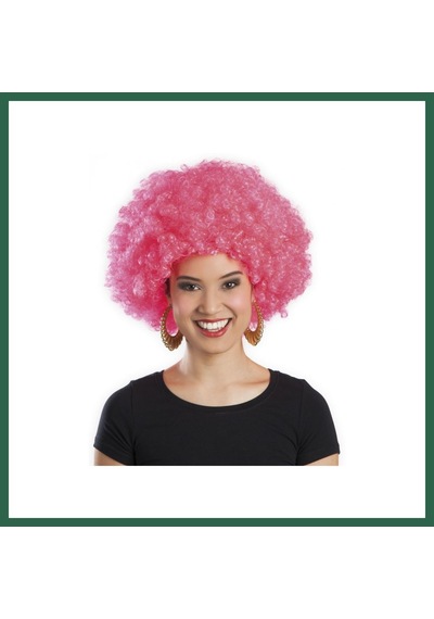 Bezos Pembe Renk Kıvırcık Afro Bonus Peruk Bzs01