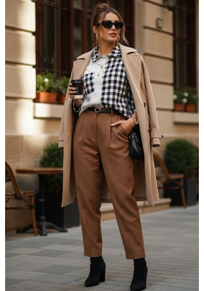 Kadın Siyah Oversize Fit Ekoseli Desenli Uzun Kollu %100 Pamuk Gömlek, Ceket, Kadın Oduncu Gömlek Siyah