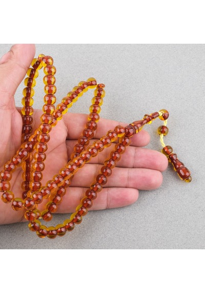 Ateş Kehribar 99luk Namaz Tesbih Tekerlek Kesim 9x7mm Tesbih