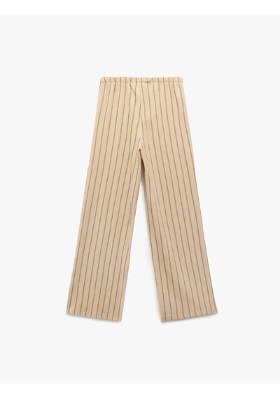 Koton Bürümcük Beli Bağcıklı Çizgili Düz Paça Pantolon Bej Çizgili 5sal40001ık Ekru Çizgili Ekru Koton Bürümcük Beli Bağcıklı Çizgili Düz Paça Pantolon Bej Çizgili 5sal40001ık Ekru Çizgili Ekru